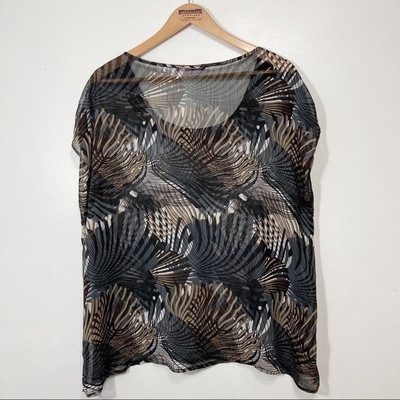 Smart Set Sheer Tribal Print Scoop Neck Sleeveless Blouse Size XL - Picture 3 of 10